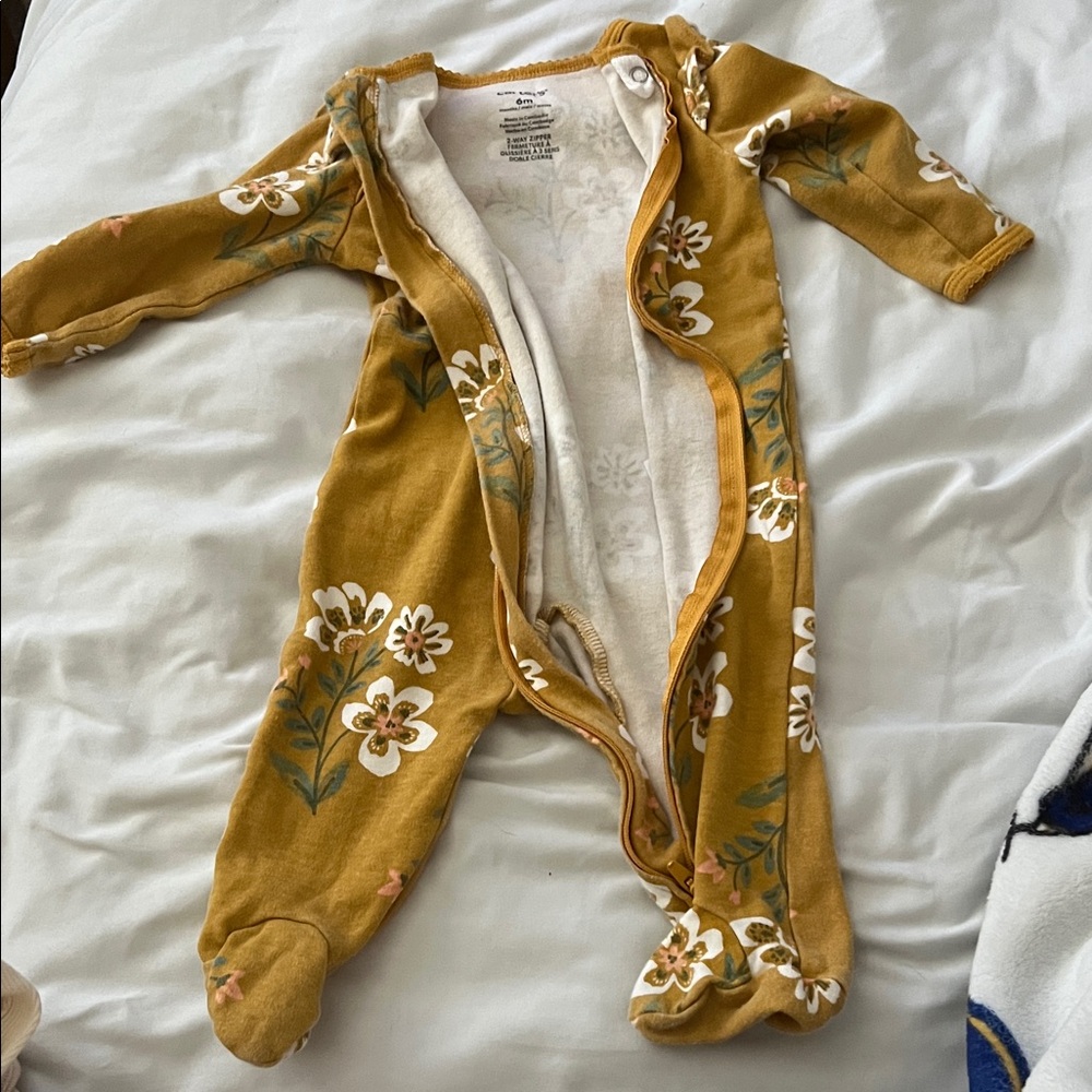 Carter's Mustard Floral Footed One-Piece